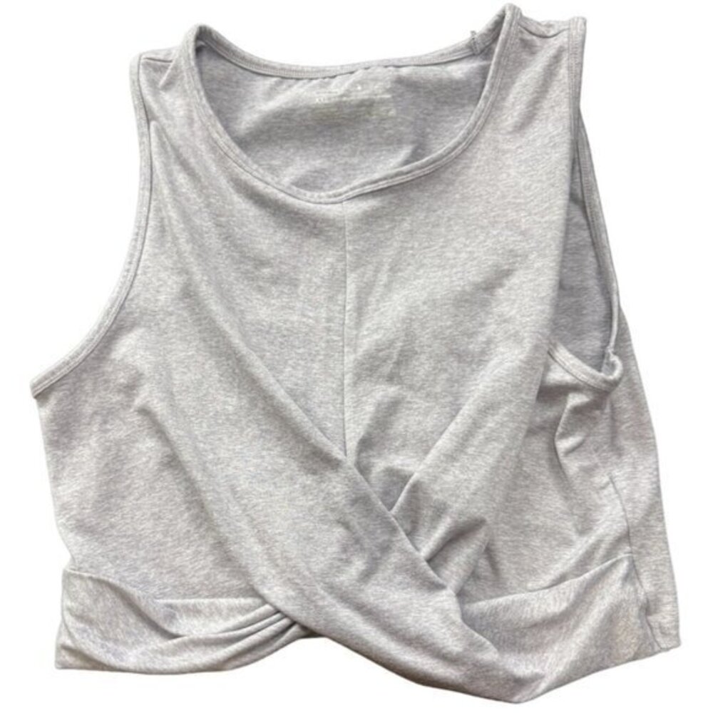 Yogalicious Lux Gray Wrap Front Crop Tank Top‎ Heathered XXL Activewear |D1